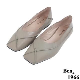 【Ben&1966】高級頭層打蠟羊皮流行方頭鞋-卡其228032