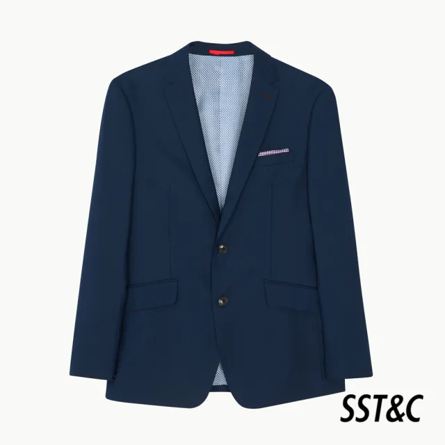 【SST&C 最後65折】海軍藍格紋修身西裝外套0112210006