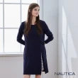 【NAUTICA】女裝 修身素面開岔長洋裝(深藍)