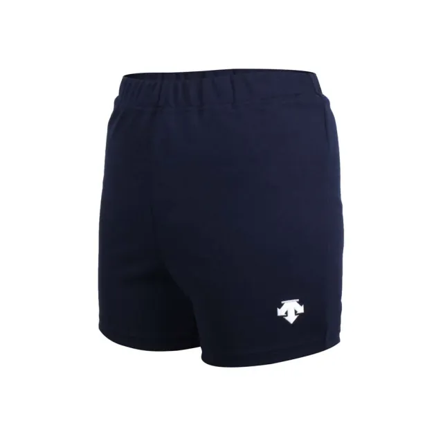 【DESCENTE】女運動短褲-三分褲 排球 針織 慢跑 訓練 迪桑特 丈青白(DSP-6092WT-NVY)