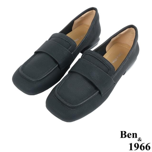 【Ben&1966】高級頭層荔紋牛皮流行樂福鞋-黑228041