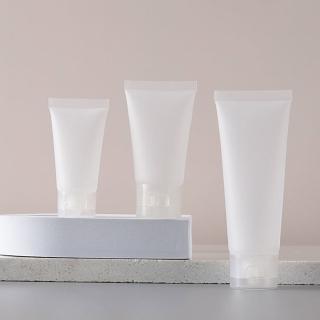 【收納家】霧面扁軟管PVC翻蓋倒立瓶｜15ml-100ml 8入組(空瓶 塑膠瓶 乳液瓶 旅行分裝瓶)