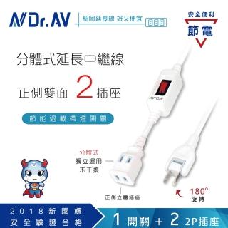 【Dr.AV 聖岡科技】2插延長中繼線、延長線、電延線6尺/180公分（NS-202-6）