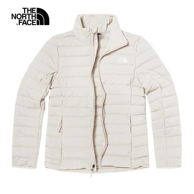 【The North Face 官方旗艦】北面女款米白色DWR防潑水保暖立領羽絨外套｜7QW9N3N