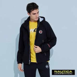 【NAUTICA】男裝 COMPETITION品牌LOGO防潑水連帽外套(黑)