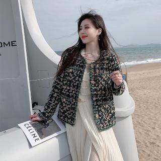 【DearBaby】現貨-保暖毛毛內裡粗花呢小香風外套