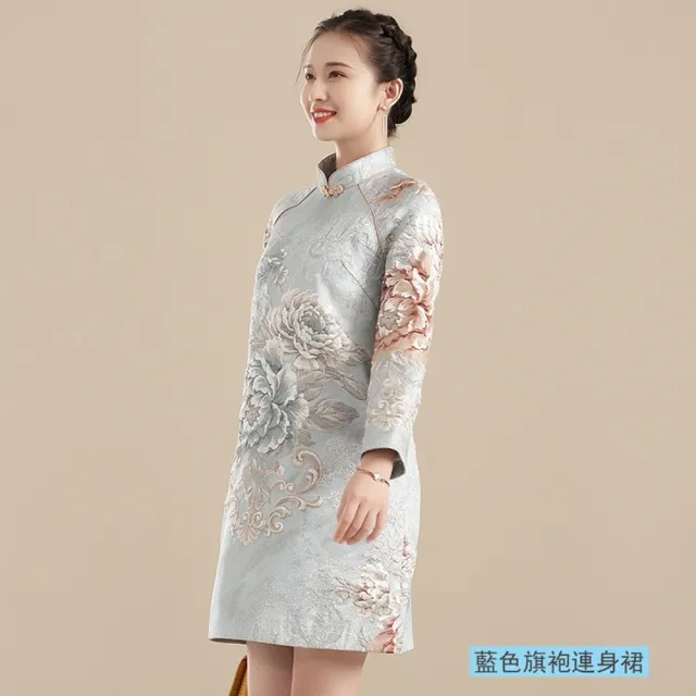 【巴黎精品】現貨+預購 女新中式旗袍唐裝連身裙改良旗袍A字裙長裙大碼洋裝休閒大尺碼女裝(寬鬆2色p1bj40)