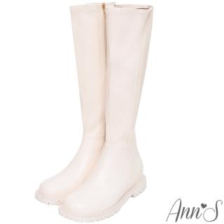 【Ann’S】超舒適加寬圓楦頭素面平底內增高及膝長靴(米白)