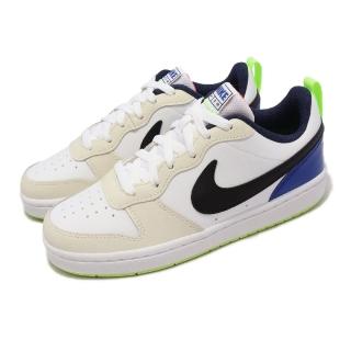 【NIKE 耐吉】休閒鞋 Court Borough Low 2 SE GS 大童 女鞋 米白 白黑 經典 拼接(FB1394-101)
