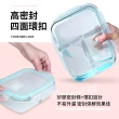 【Quasi】芬格長型玻璃耐熱保鮮盒/三格1520ml_2件組(微/蒸/烤三用)