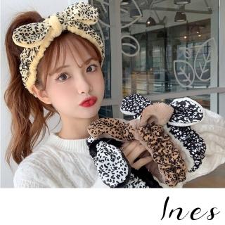 【INES】豹紋髮帶 格子髮帶 蝴蝶結髮帶/韓國設計時尚豹紋格子蝴蝶結束髮帶 運動髮帶 髮箍(7款任選)