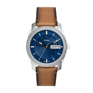 【FOSSIL 官方旗艦館】Machine 簡約日期顯示經典手錶 棕色皮革錶帶 42MM FS5920