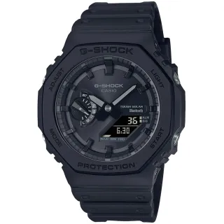 【CASIO 卡西歐】G-SHOCK 藍牙 太陽能 八角防護構造雙顯手錶 情人節 禮物(GA-B2100-1A1/速)