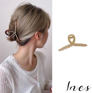 【INES】鍊條髮夾 交叉髮夾/韓國設計個性鍊條交叉造型大抓夾 馬尾夾 髮夾(3色任選)