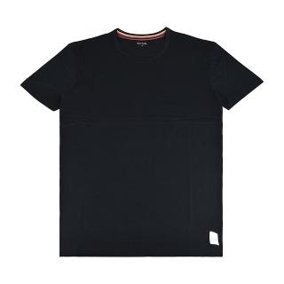 【Paul Smith】PAUL SMITH 白字LOGO半圓彩色條紋純棉短袖T恤(男款/黑)