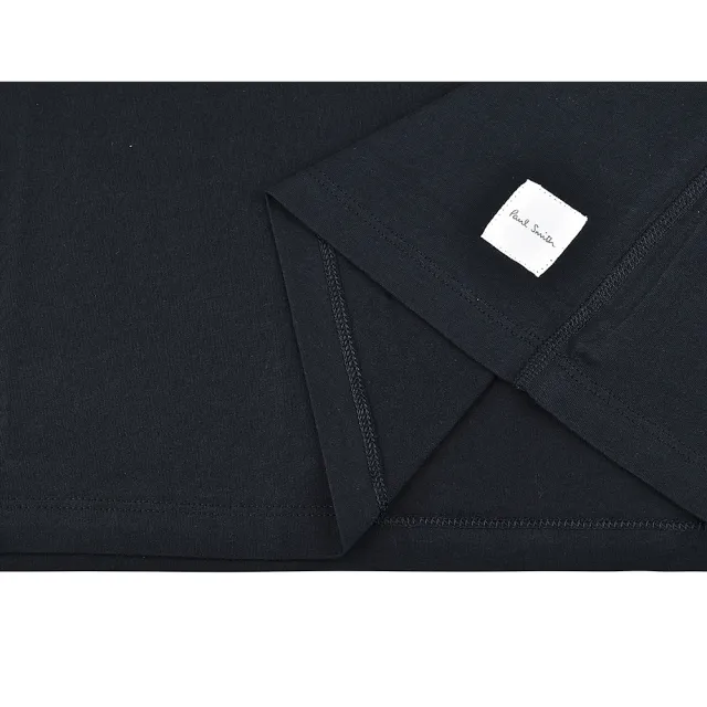 【Paul Smith】PAUL SMITH 白字LOGO半圓彩色條紋純棉短袖T恤(男款/黑)