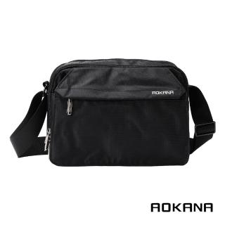 【AOKANA 奧卡納】3層側揹包 斜揹包防水布料 黑色 02-012 中型(超耐用拉鍊)