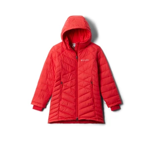 【Columbia 哥倫比亞】童款-Omni-Heat 鋁點保暖長版連帽外套-桃紅(UWG00370FC / 保暖.防潑.休閒)