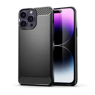 【YANG YI 揚邑】iPhone 14 Pro / i14 Pro 碳纖維拉絲紋軟殼散熱防震抗摔手機殼-黑(iphone 14 Pro)