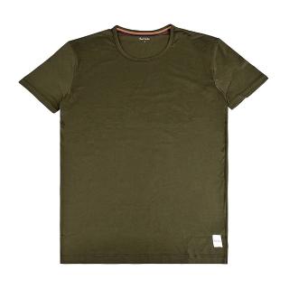 【Paul Smith】PAUL SMITH 白字LOGO半圓彩色條紋純棉短袖T恤(男款/卡其綠)
