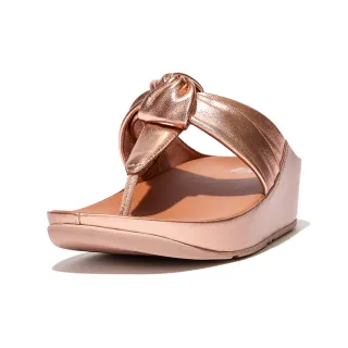 【FitFlop】TWISS II KNOT-STRAP LEATHER TOE-POST SANDALS扭結造型夾腳涼鞋-女(玫瑰金)