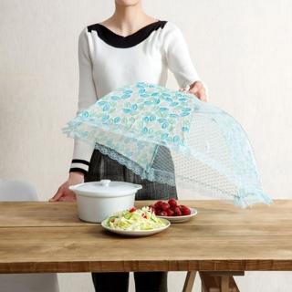 【BO雜貨】日式粉彩桌罩80cm(圓形飯菜罩 可摺疊食物罩 防塵食物罩 折疊餐桌罩 防蒼蠅防蚊罩)