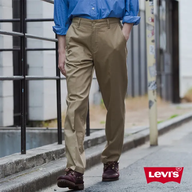 【LEVIS 官方旗艦】男款 微正裝卡其直筒休閒褲 / 彈性布料 卡其 熱賣單品 39662-0014