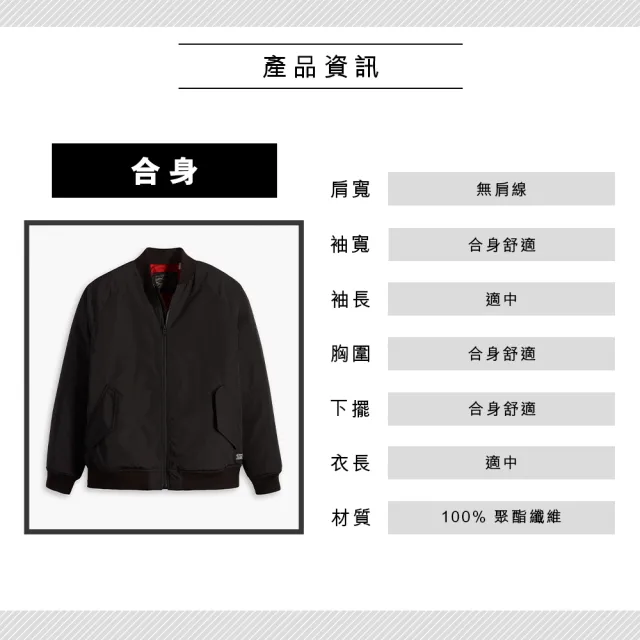 【LEVIS 官方旗艦】男款 鋪棉飛行外套 隕石黑 熱賣單品 A4418-0000