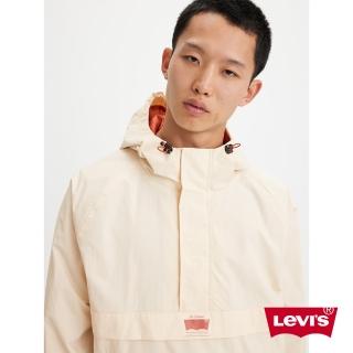 【LEVIS 官方旗艦】男款 Oversize寬鬆版半開襟連帽風衣外套 / 機能抽繩設計 海沙白 熱賣單品 A4420-0003