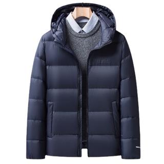 【米蘭精品】現貨+預購 真羽絨90%白鴨絨羽絨外套羽絨衣夾克(連帽寬鬆簡約防寒保暖男夾克2色74df34)