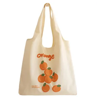 【E.City】水果圖案單肩帆布購物提袋(購物 收納)