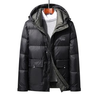 【米蘭精品】現貨+預購 真羽絨90%白鴨絨羽絨外套羽絨衣夾克(連帽加厚休閒防寒保暖男夾克2色74df38)