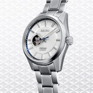 【SEIKO 精工】PRESAGE 新銳旭日開芯機械錶-白x銀/40.2mm 雙12限定(SPB309J1/6R38-00A0S)