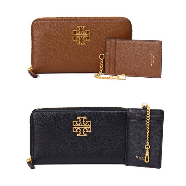 【TORY BURCH】雙T-LOGO皮格拉鍊長夾-附卡套