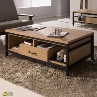 【WAKUHOME 瓦酷傢俱】Olga工業風4尺大茶几-B001-847-A-胡桃色B001-847-B黃橡色