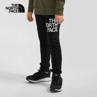 【The North Face 官方旗艦】北面兒童黑色品牌標誌印花運動休閒長褲｜7UMZJK3
