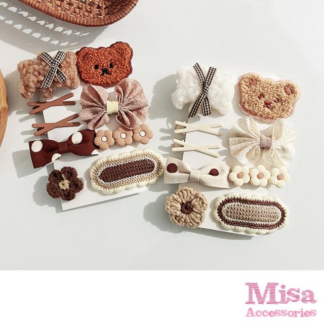 【MISA】熊熊髮夾 蝴蝶結髮夾/可愛主題熊熊蝴蝶結造型髮夾9件套組(2款任選)