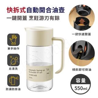 【百科良品】ZETON快拆式上蓋 自動開合 油瓶 油壺 醬油瓶 醋瓶 酒壺 調味瓶-550ml(白)