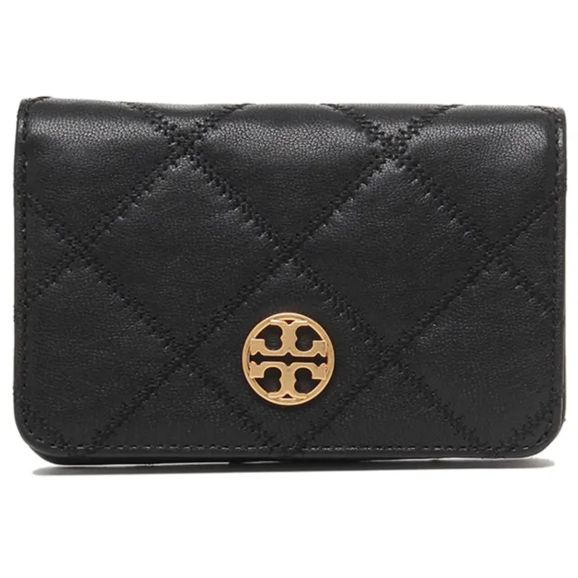 【TORY BURCH】菱格紋皮格拉鍊中夾