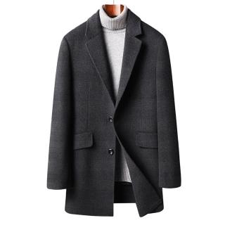 【米蘭精品】現貨+預購 毛呢外套羽絨大衣(真90%白鴨絨格紋羊毛加厚防寒保暖男外套74df69)