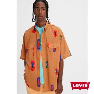 【LEVIS 官方旗艦】滑板系列 男款 街頭寬鬆版短袖襯衫 / 懷舊迪斯科印花 上衣 熱賣單品 A4329-0001