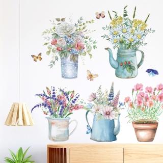 【半島良品】DIY無痕壁貼/牆貼-盆栽花卉(牆貼 壁貼紙 創意璧貼)