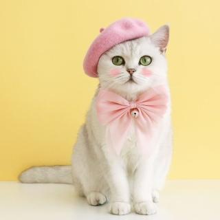 【PETA】粉紅色公主寵物羊毛帽(粉色羊毛貝雷帽/貓咪狗狗/貓犬通用/拍照造型)