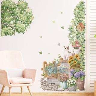 【半島良品】DIY無痕壁貼/牆貼-雛菊白貓(牆貼 壁貼紙 創意璧貼)