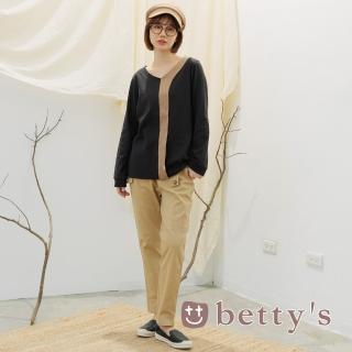 【betty’s 貝蒂思】排釦裝鬆緊腰圍休閒褲(卡其)