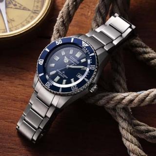 【CITIZEN 星辰】PROMASTER 征服者1977復刻鈦金屬機械潛水錶-藍x銀/41mm 618限定(NB6021-68L)