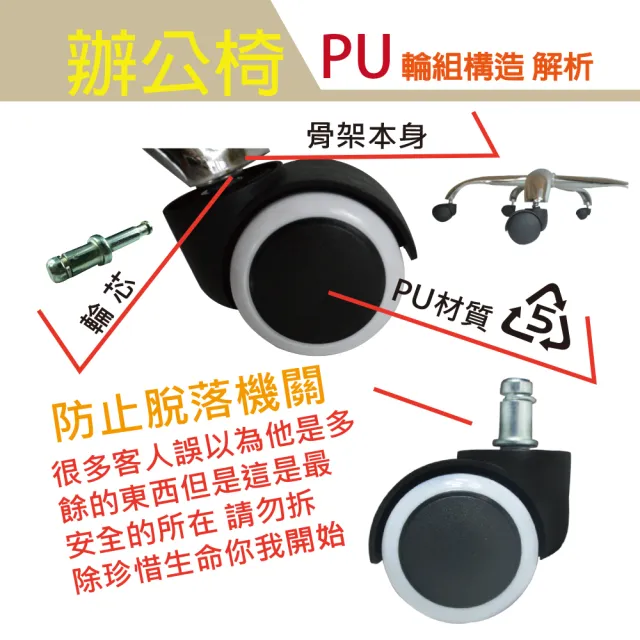 【C-FLY】PU滾輪辦公椅輪（白色）(電腦椅輪辦公桌椅輪子防刮靜音/輪子/辦公椅配件/滾動輪/椅子配件)