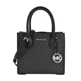 【michael kors】mercer滿版手提/斜背三層兩用包(中/黑)