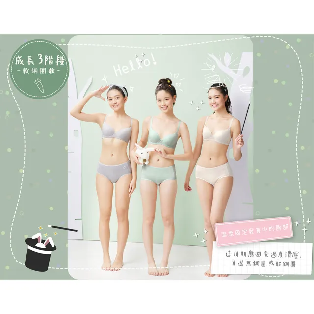 【BeenTeen 嬪婷】學生系列-甲殼素 D罩杯第三階段軟鋼圈內衣 BB2307FX(棉花灰)