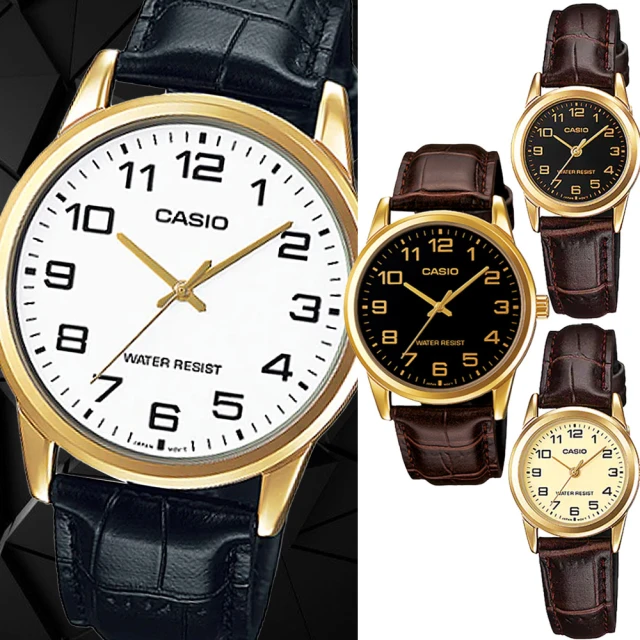 CASIO 卡西歐 卡西歐金色風尚皮帶日誌錶-多款任選(公司貨全配盒裝)